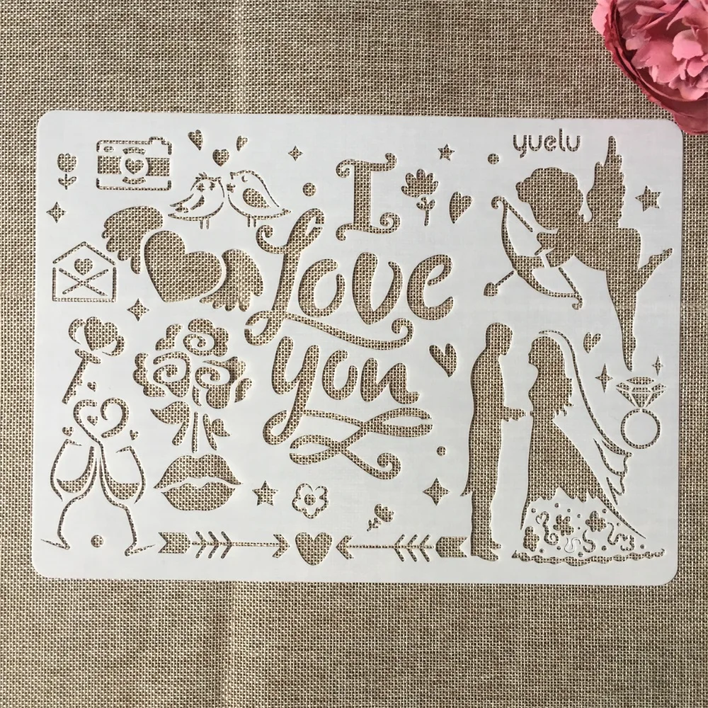 А4 29 см любовник пара ангел Купидон DIY трафареты для наслоения раскраска