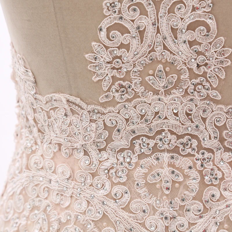 Stock Clean Prom Dress Pink Champange Evening Gown Small size France Lace Gown 210225-012