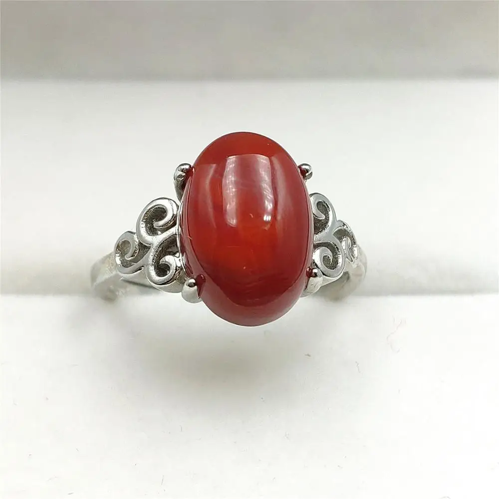 Подлинное натуральное Южно-красное агатное кольцо для женщин из стерлингового