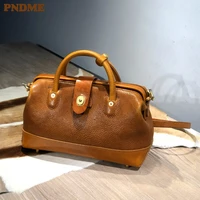 pndme fashion vintage luxury natural genuine leather womens handbag weekend party real cowhide ladies shoulder messenger bag