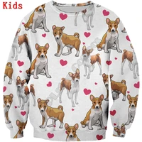 cute basenji 3d printed hoodies pullover boy for girl long sleeve shirts kids funny animal sweatshirt