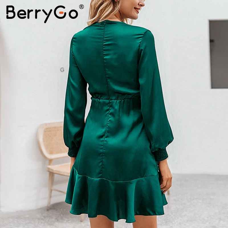 BerryGo уличная одежда сексуальное мини-платье с v-образным вырезом шифоновое