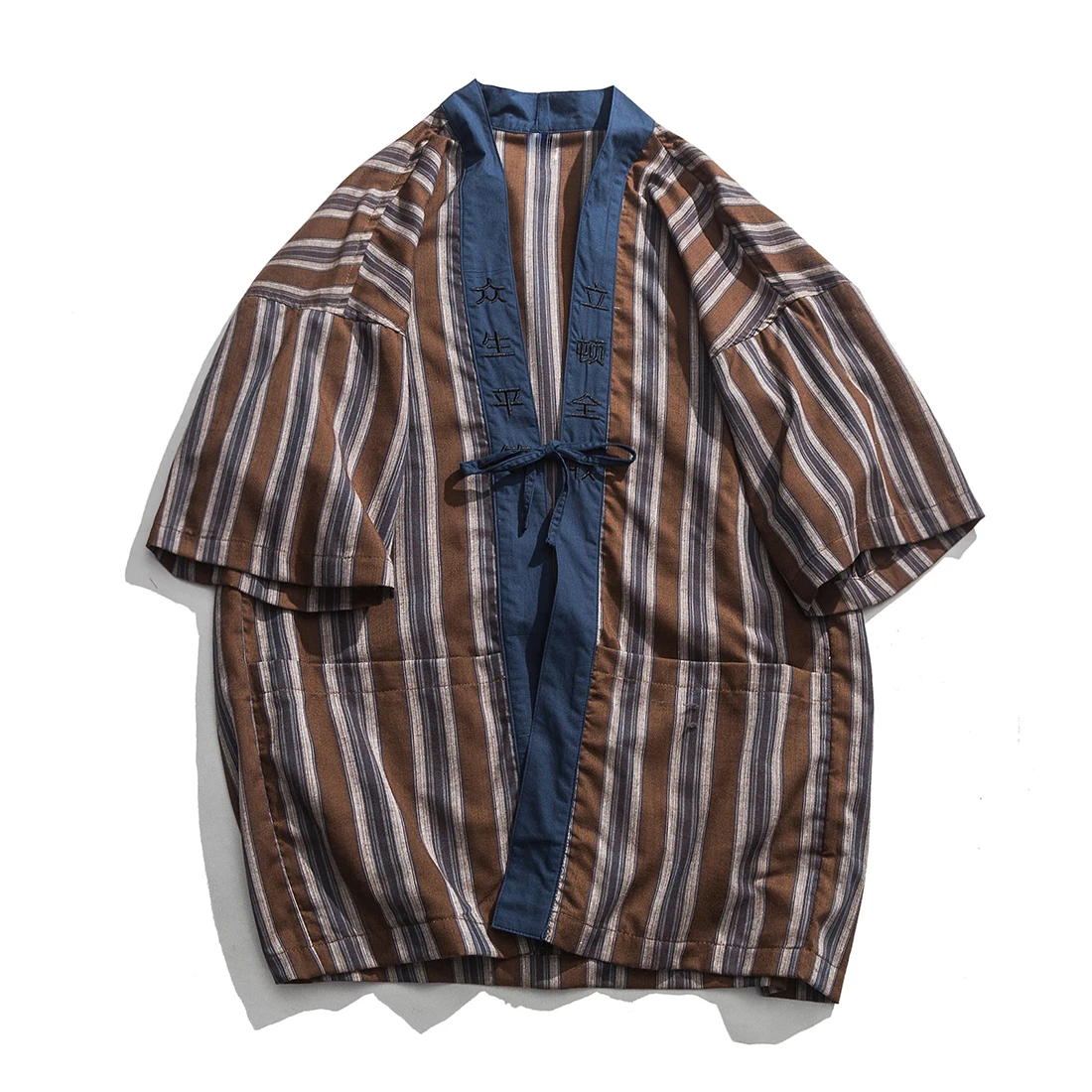 Мужская рубашка с вышивкой в японском стиле коротким рукавом | одежда