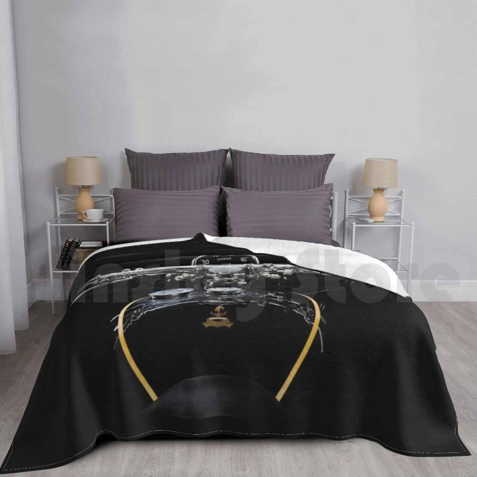 

Vincent Black Shadow Blanket Fashion Custom Motorcycle Motorbike Classic British Vincent Bike Black Shadow