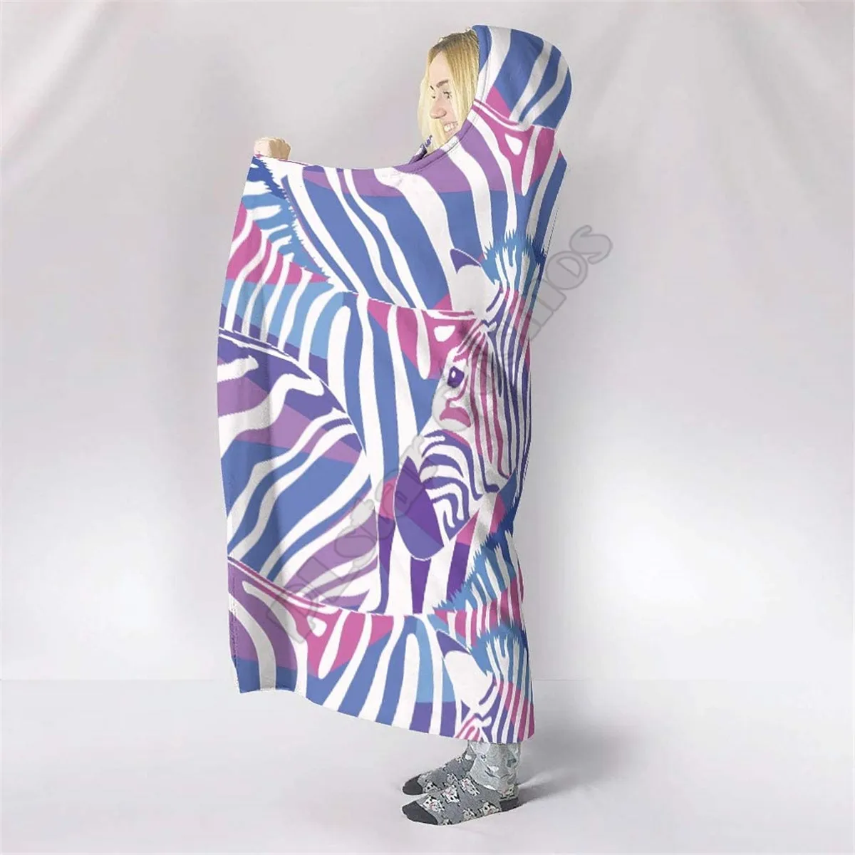

Zebra Beautiful Breathable Hooded Blanket 3D Printed Wearable Blanket Adults kids Blanket blanket throw Drop Shipping 01