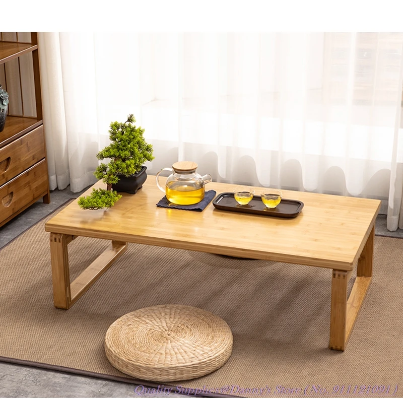 

100x55x31cm Coffee Table Bay Window Tea Seat Japanese Tatami Folding Desk Solid Wood High Quality Bamboo Desk Optional60/70/80cm