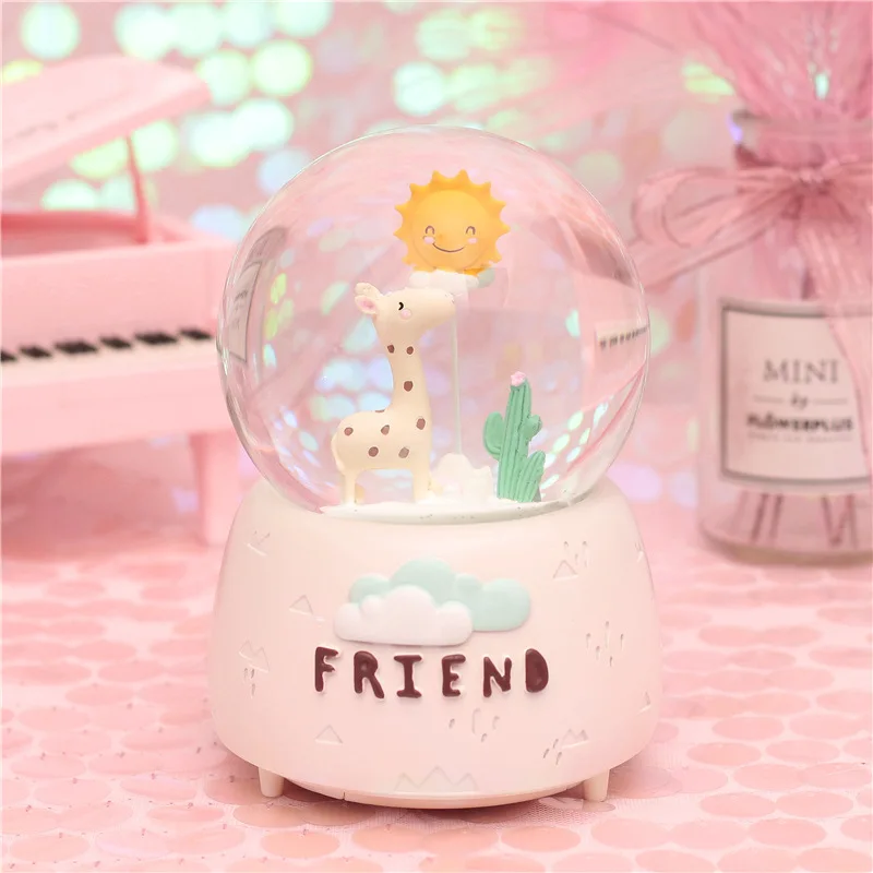 10*15.8CM Snow lighting Crystal Globes giraffe Glass Music Box Home Coffee Shop Decoration Christmas Valentine's Day Gift |