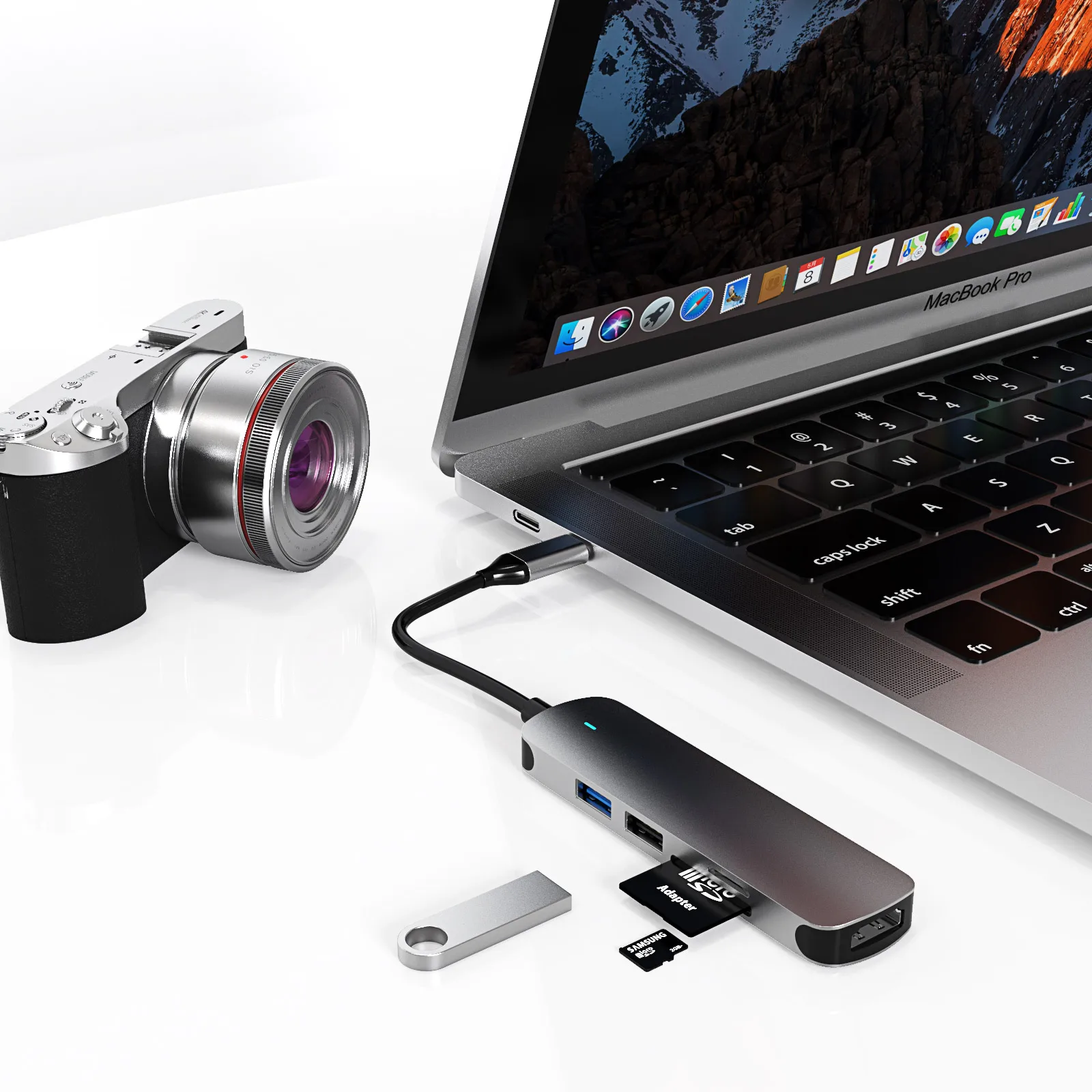 

Type-C Hub To HDMI 4K Adapter USB C Hub with Hub 3.0 TF SD Reader Slot PD for MacBook Pro/Air/Huawei Mate