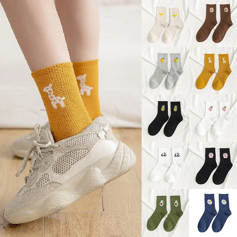 Оригинальные женские носки с фруктовым принтом креативные милые дышащие