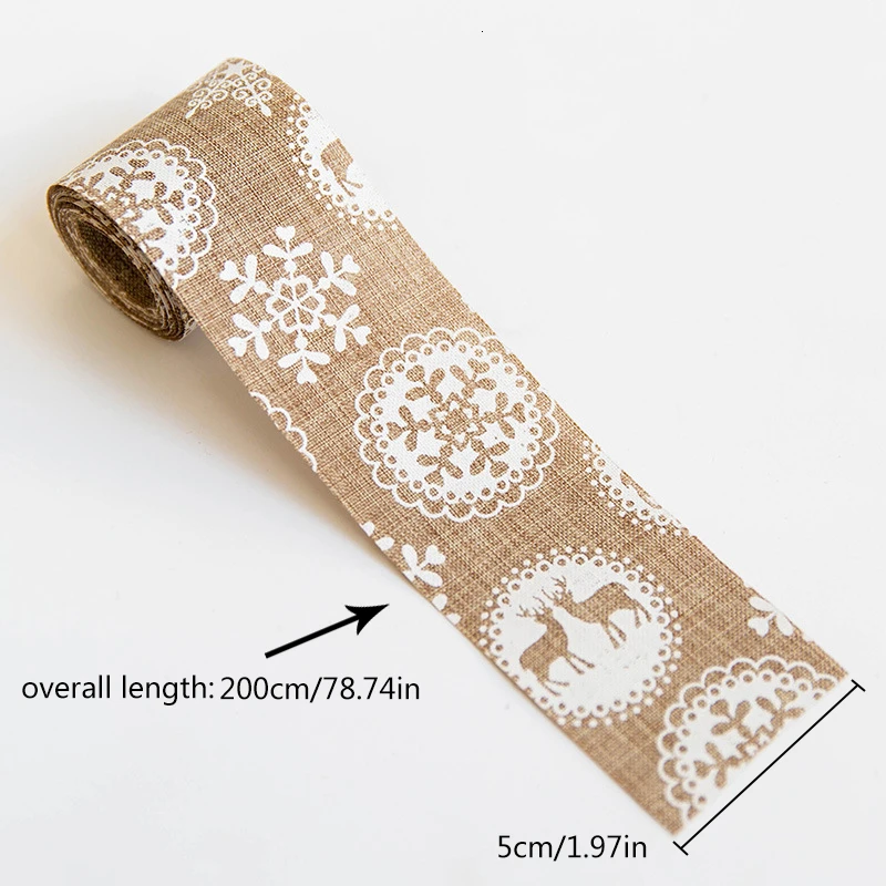 5*200 см льняная лента со снежинками и оленями украшение для рождественской елки