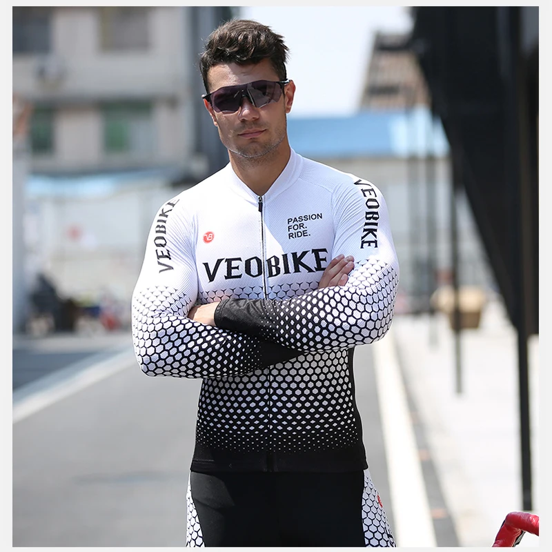 Дышащий осенне весенний Мужской комплект из Джерси с длинным рукавом для езды на