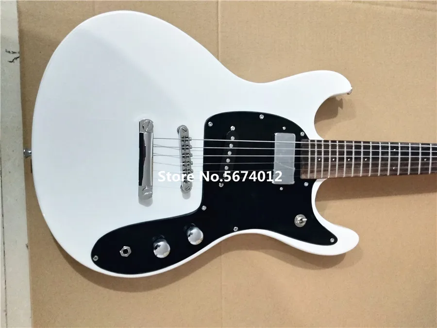 Новая белая электрогитара на заказ с фиксированным мостом хромированные