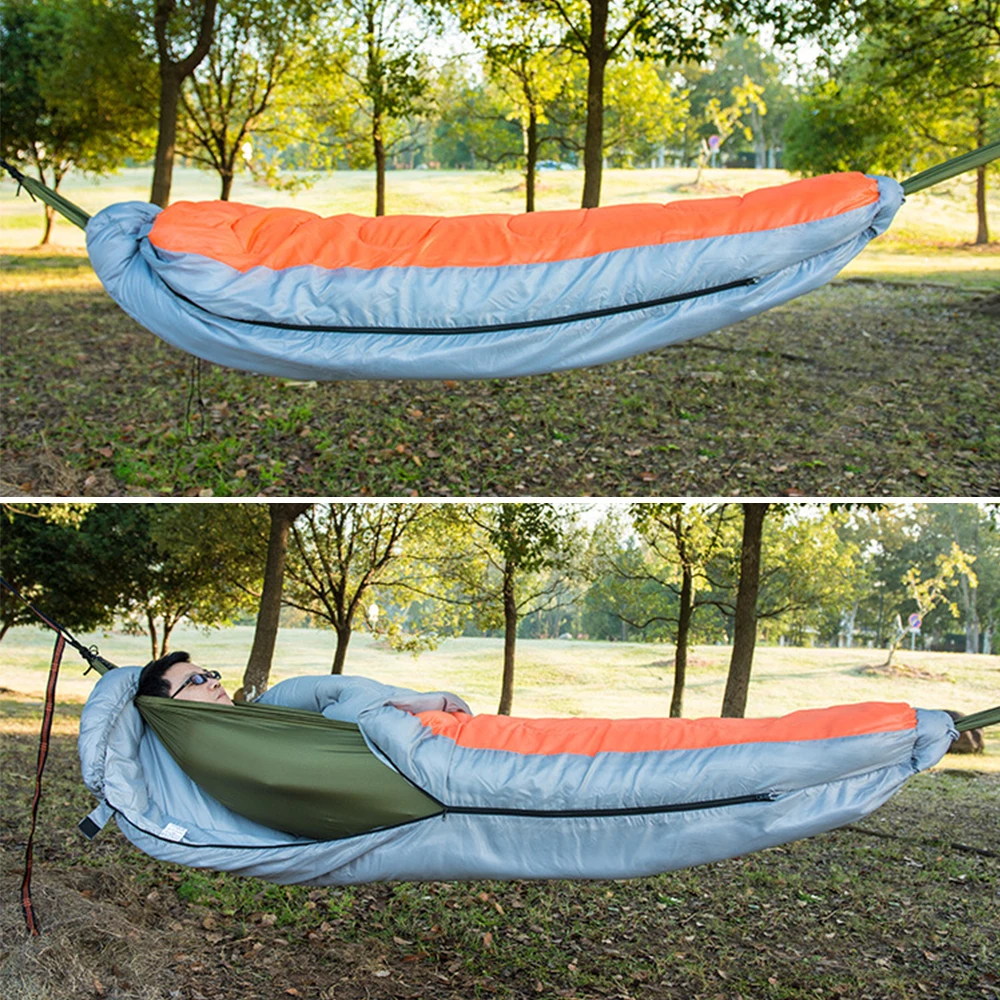 

Outdoor Camping Envelope Hooded Sleeping Bag Set Muti-functional Detachable Hammock Sleeping Lazy Bag Spring Autumn Tree Bands