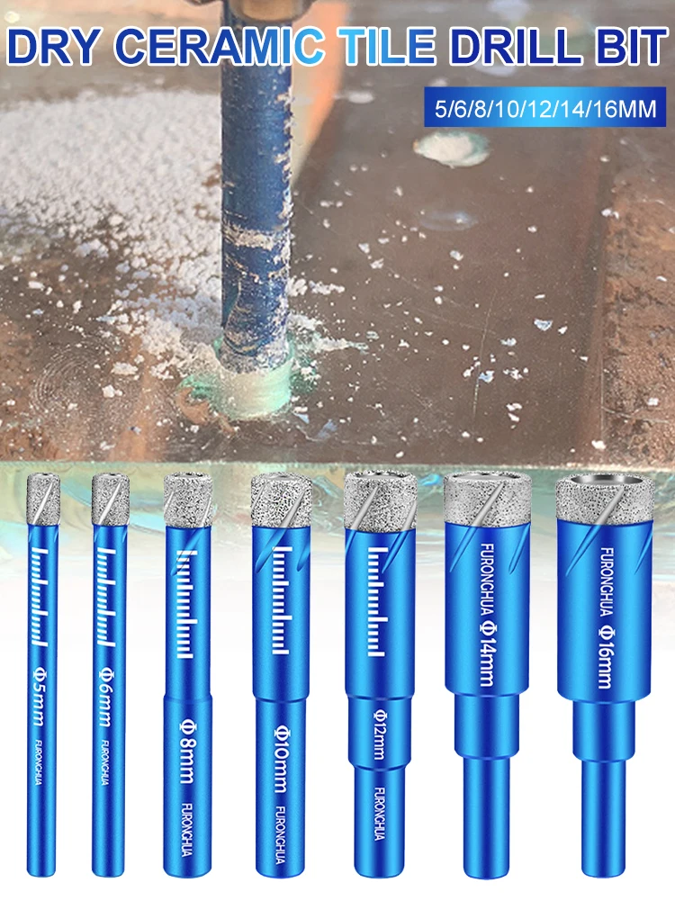 

Diamond Dry Drill Bits Ith Wax Insert Cooling 5/6/8/10/12/14/16mm Hole Saw Cutter For Granite Marble Ceramic Tile Porcelain