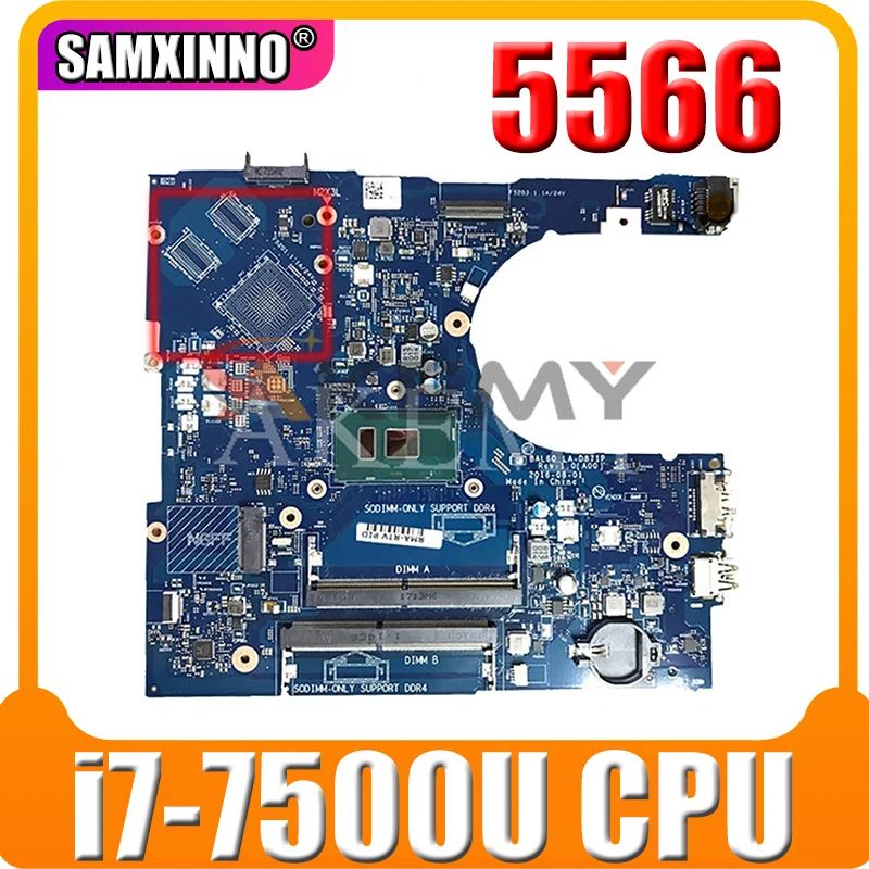 

Для DELL Inspiron 5566 Материнская плата ноутбука i7-7500U процессор J0F4J 0J0F4J BAL60 LA-D871P 100% рабочих