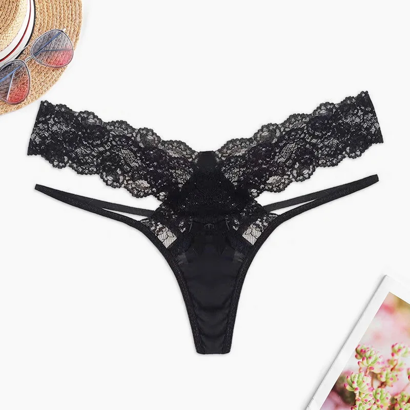 

Sexy Women Bandage Hollow Out Lace Thong Panties Lingerie T back Lingerie Soft Comfortable Bowknot Underwear Gift