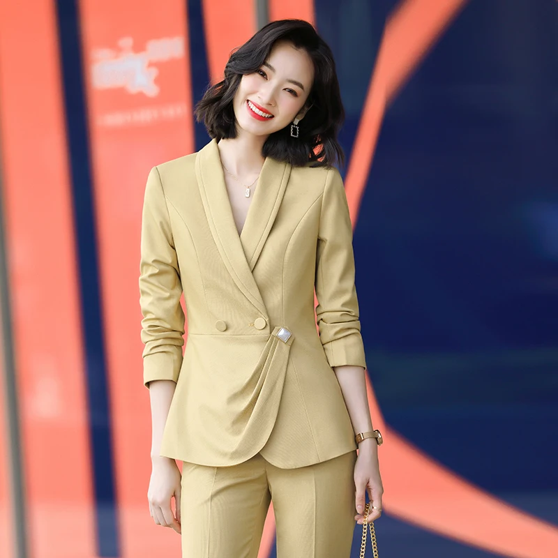 Официальный Дизайн женские деловые костюмы рабочая одежда брючные