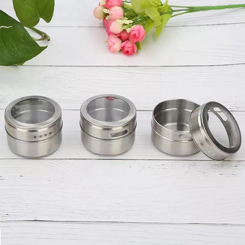Condiment Container Silver Stainless Steel seasoning box 1Pcs Pepper Box Powder Cans 6.5*4.5CM Multifunction Kitchenware