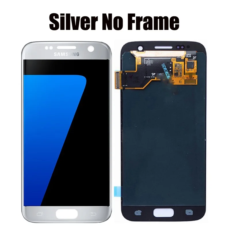 5,1 ''Супер AMOLED lcd с рамкой для SAMSUNG Galaxy S7 плоский дисплей G930 G930F сенсорный экран дигитайзер - Цвет: Silver l No Frame