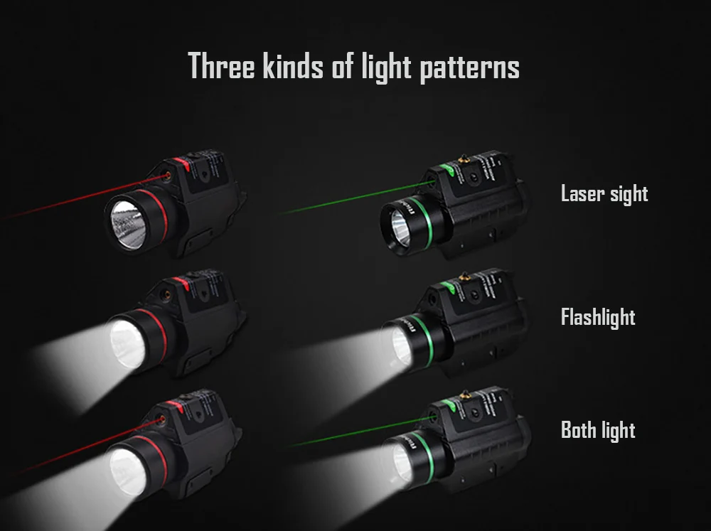 Lanterna com 20mm Apto para 20mm Tactical Combo Metal Verde Dot Laser Sight Led Ferroviário Weaver Picatinny Arma Glock Red 4 Luzes de armas