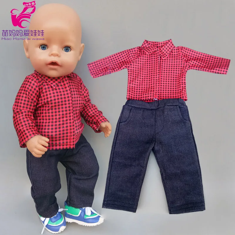 Повседневная рубашка и брюки 4 в 1 жилет Кепка комплект костюмов для кукол 43 см