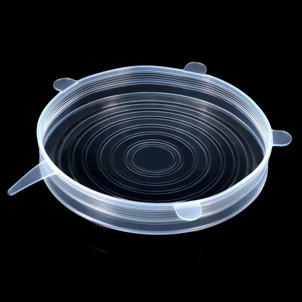 6 шт./компл. силиконовые Саран Обёрточная Бумага Обложка Еда Чаша Пот стрейч Кухня