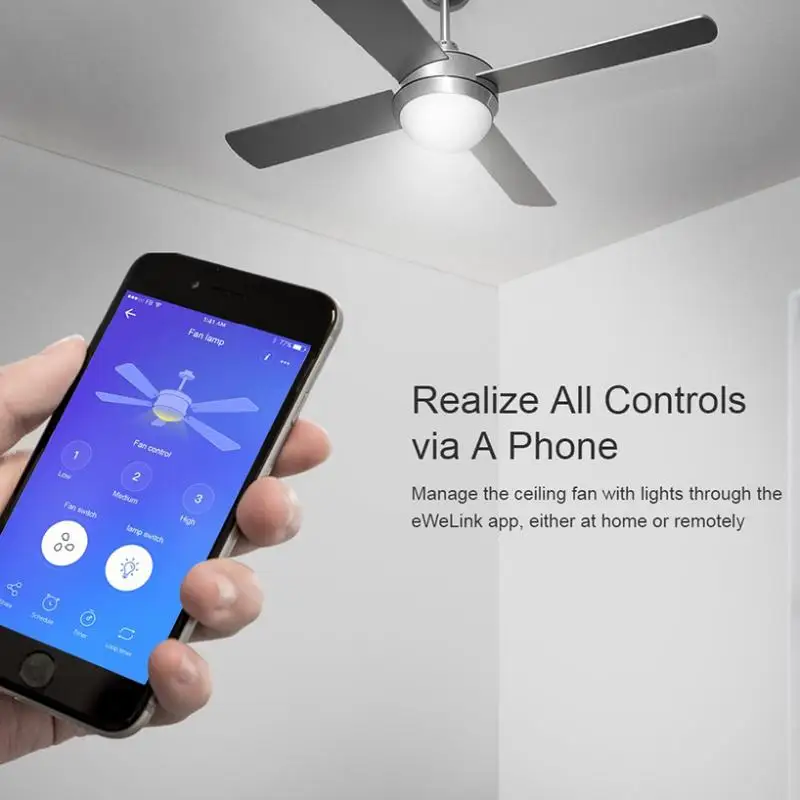 Новый Умный потолочный вентилятор SONOFF IFan03 с Wi Fi светильник беспроводным