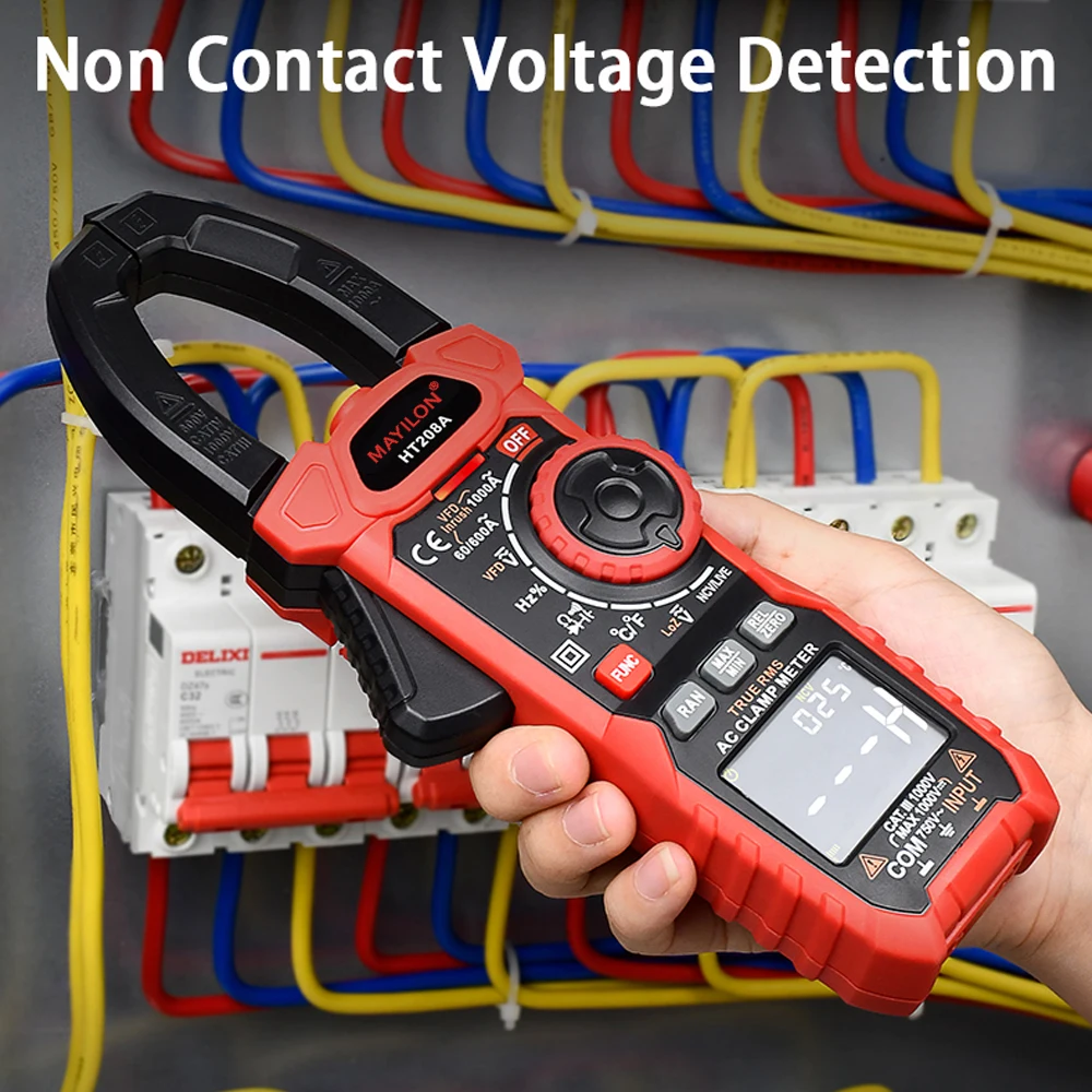 

MAYILON HT208A/HT208D Clamp Meter Multimeter AC Direct Current Voltage Current Temperature Diode Continuity NCV Test Multimeter