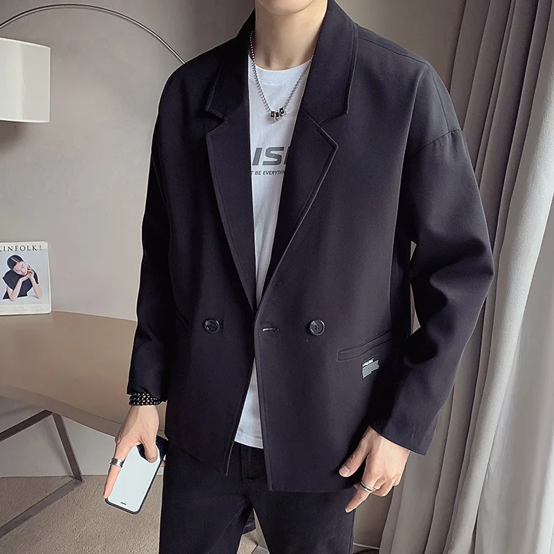 

2021 spring and autumn new small suit jacket men's double-breasted Korean style trend loose fashion single west