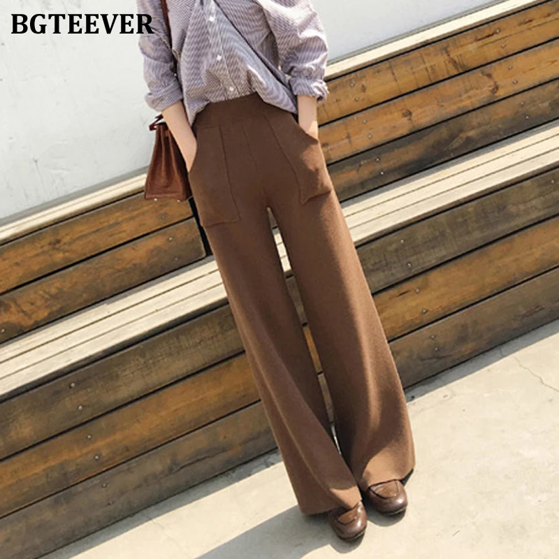 BGTEEVER повседневные зимние плотные женские брюки с высокой талией широкие