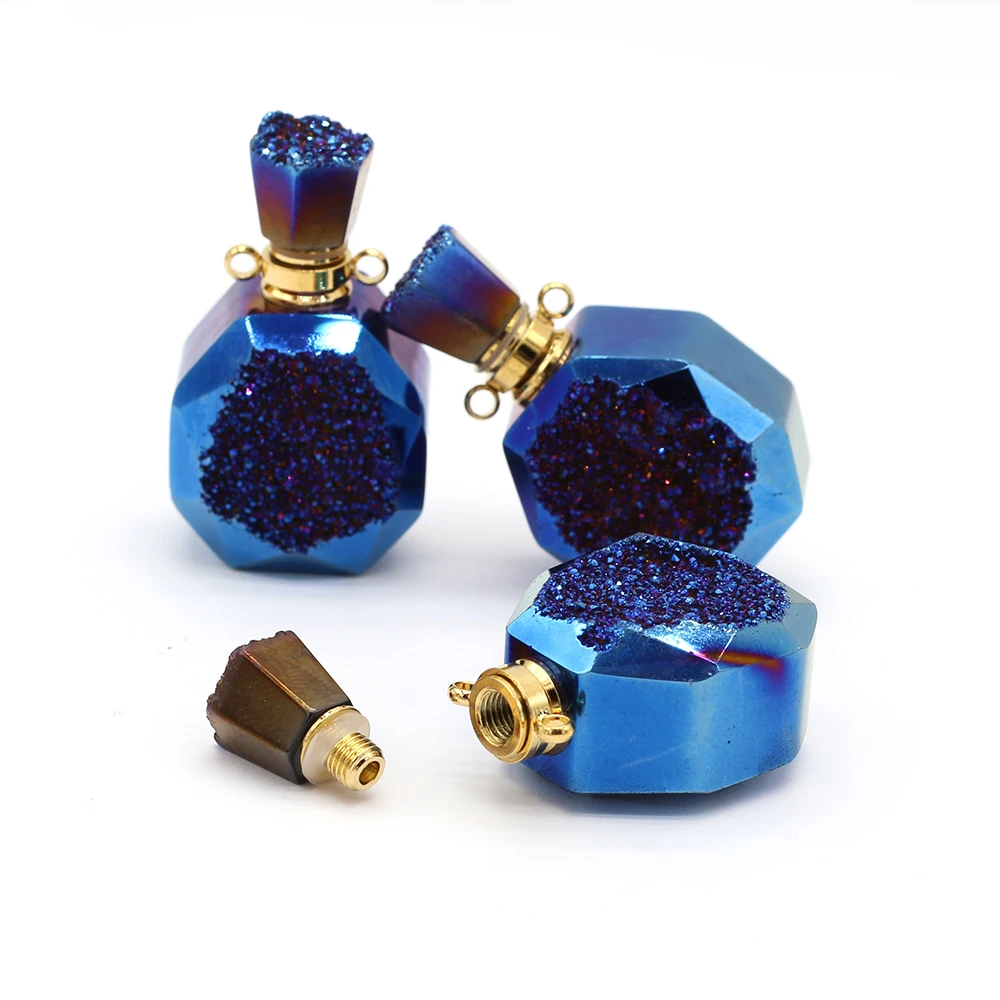 

Natural Stone Perfume Bottle Pendants Gold Plated Hook for Jewelry Making Diy Women Necklace Party Gifts