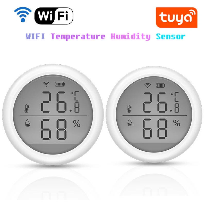 

Датчик температуры и влажности для умного дома, светодиодный экран, Wi-Fi, работает с Tuya Alexa Google Assistant, хаб не нужен для умного дома