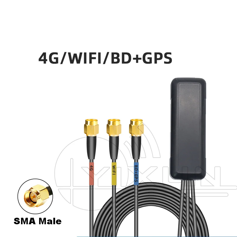 4G GPS WIFI three in one combined outdoor waterproof cabinet active antenna SMA male connector 30dbi high gain 3m RG174 cable