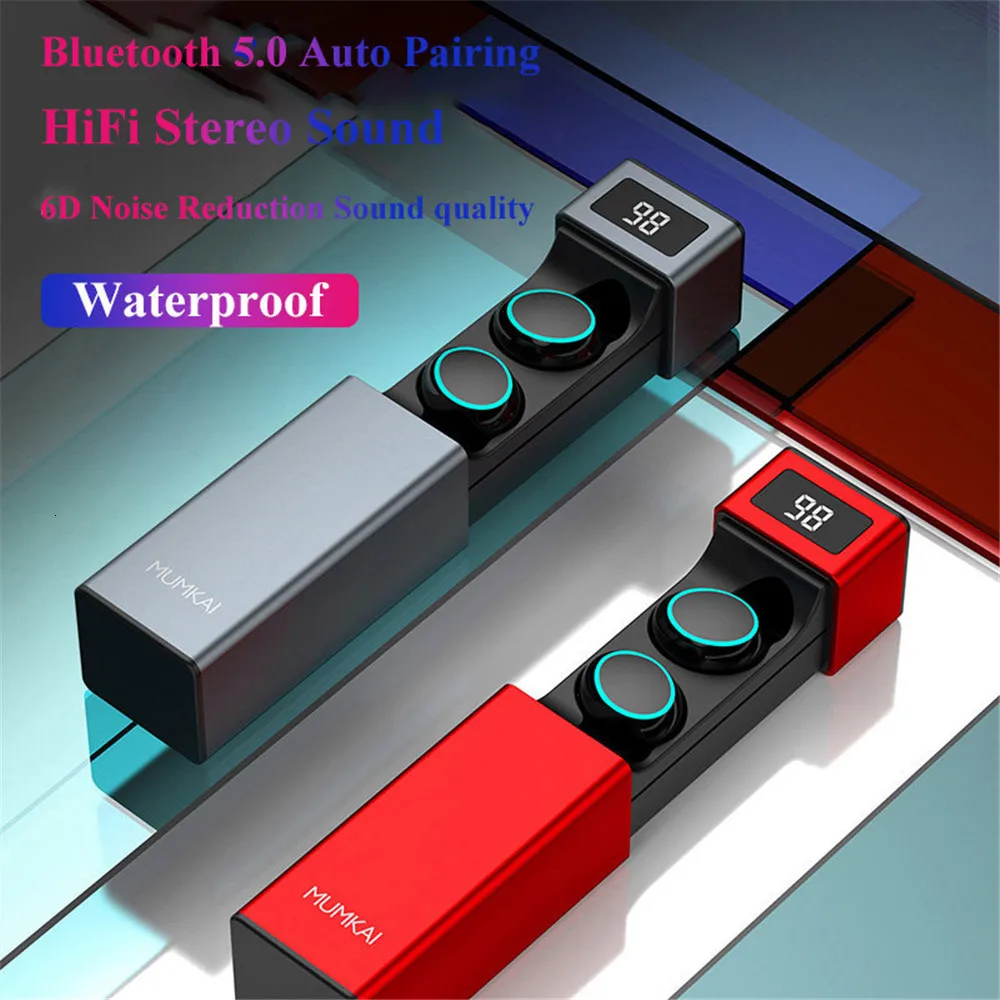 AKEY отпечатков пальцев сенсорное управление беспроводной Bluetooth 5 0 наушники TWS HiFi 6D