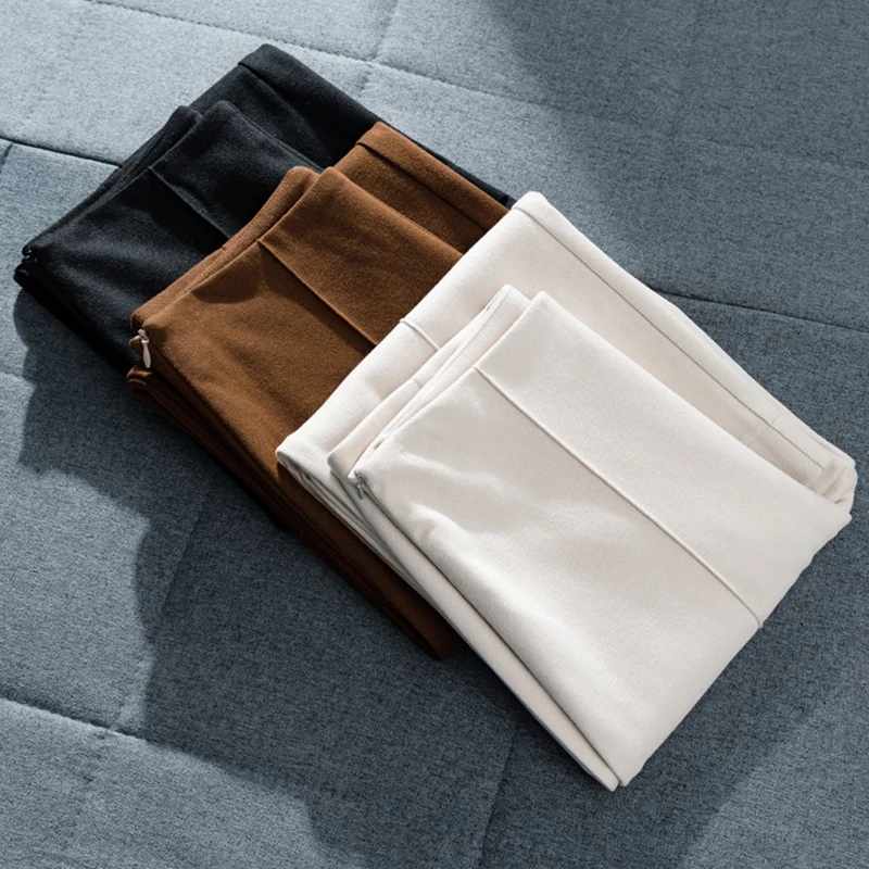 

Fashion Korean Woolen Wide Leg Pants Women Autumn Winter Straight Loose High Waist Pants Capri Casual Black Pants Women 11586