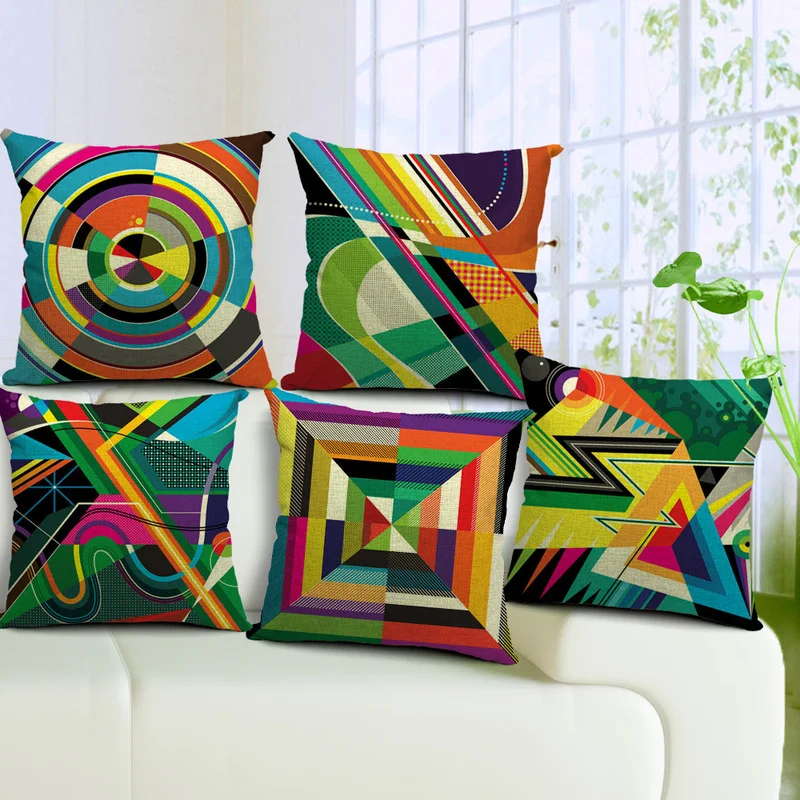 

Abstract Geometric Art Cotton and Linen Pillow Sofa Office Car Pillow