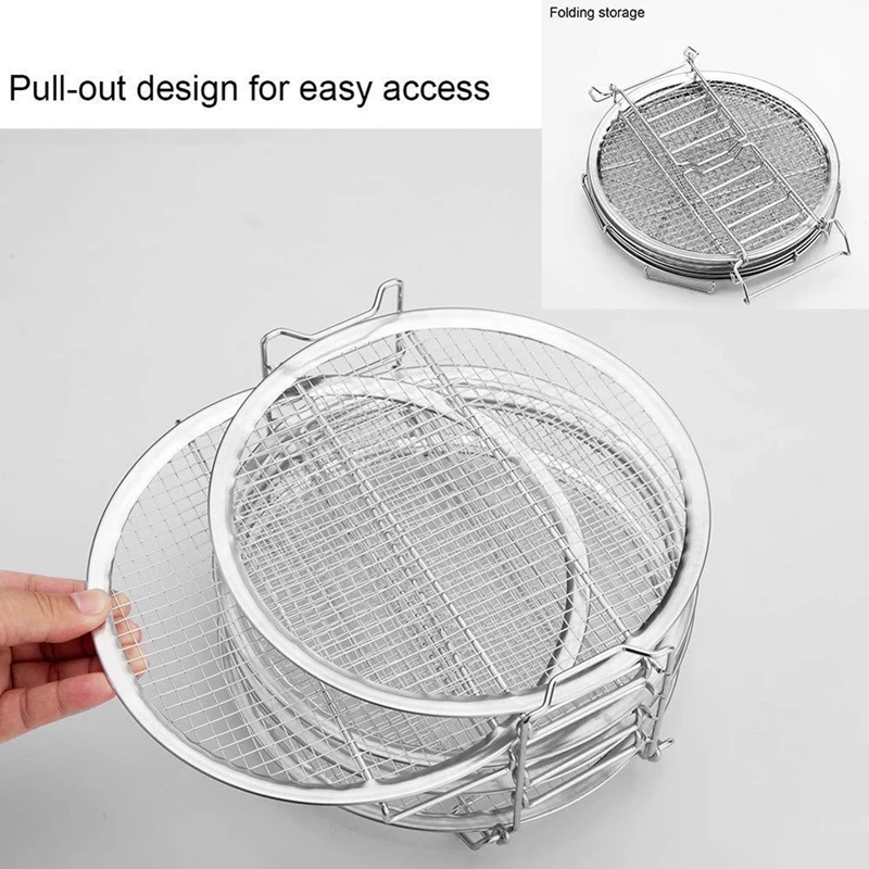 

AD-1set 5 Layer Dehydrator Rack Stand Accessories for 6.5Qt 8Qt Ninja & 5 pcs for All 2.3-4.5-5.8Qt Air Fryer Accessories