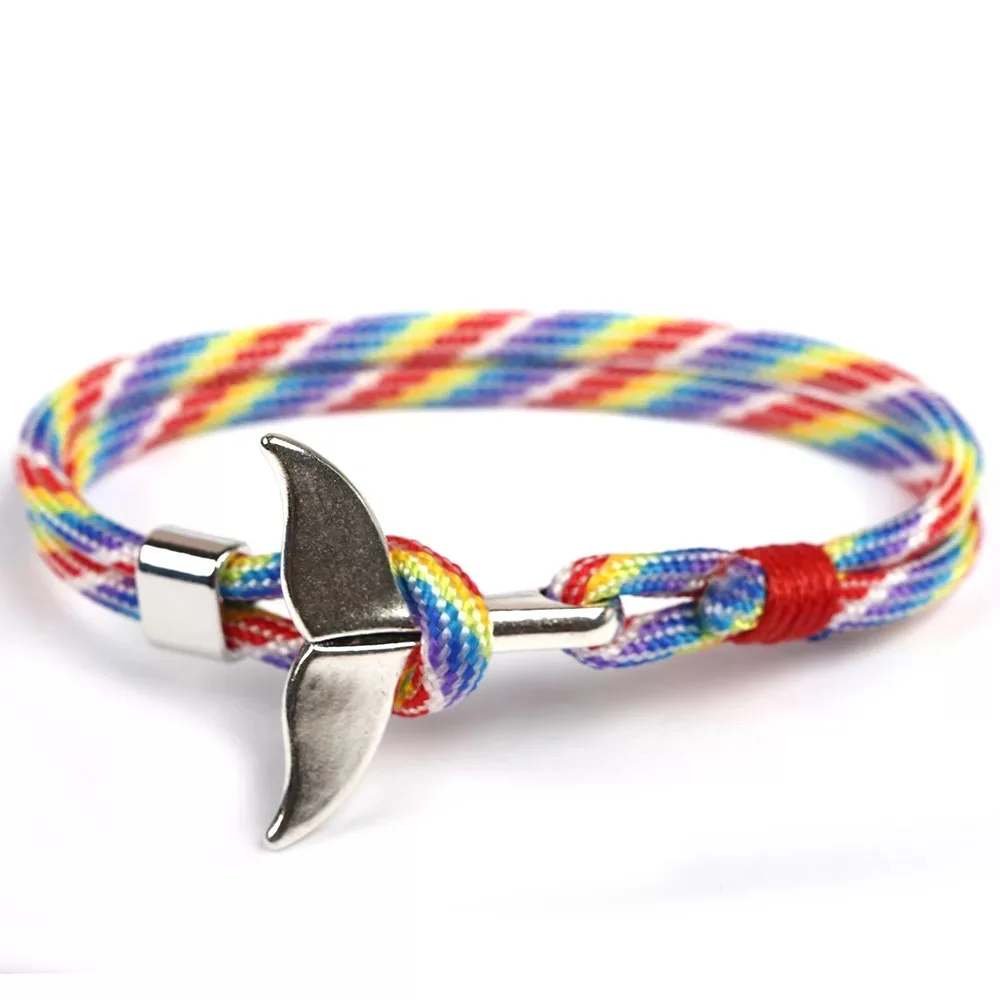 

Fashion New Hot 550 Umbrella Rope Handmade Ocean Fishtail Bracelet Silver Couple New Bracelet