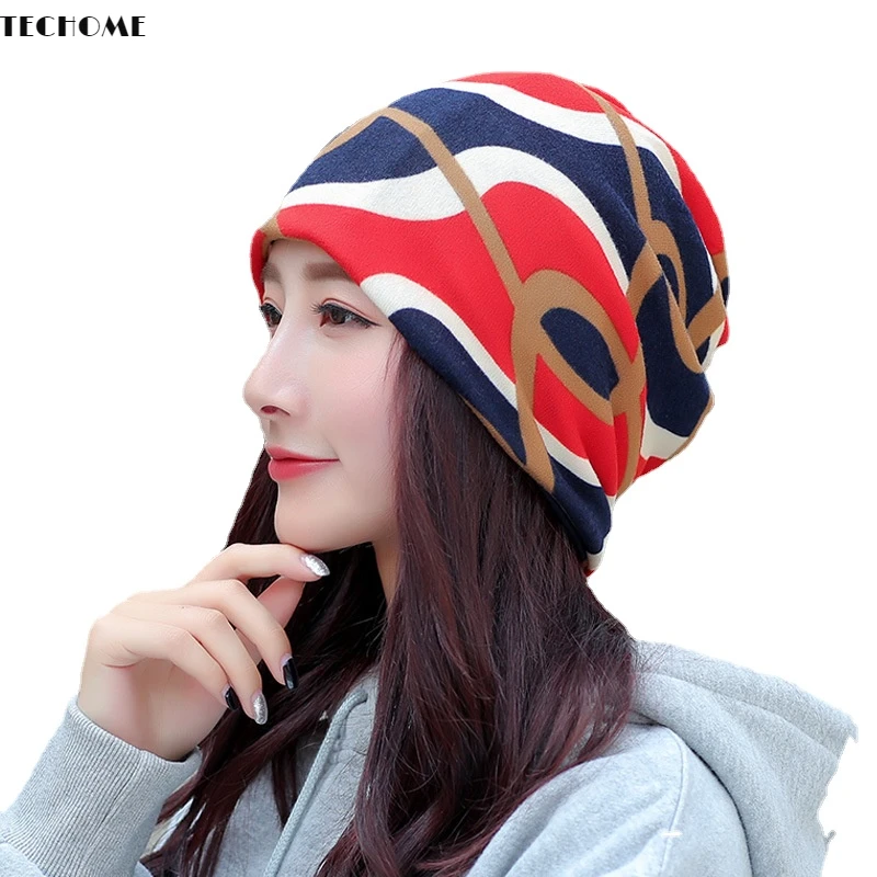 

Корейская вязаная шапка, женские осенне-зимние шапки для верховой езды, тюрбан, облегающие шапки, Теплый головной убор с цветочным принтом, ...