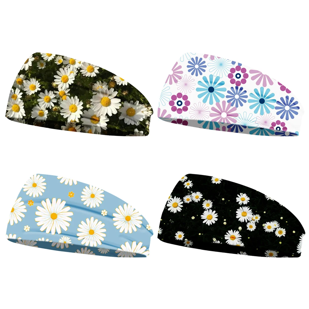 

Fashion Women Hair Accessories Hairband Daisy Flower Print Headband Turban Yoga Hair Band Headdress Sportswear