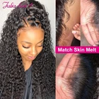 Юлия вьющиеся 5x5 HD Кружева Закрытие парик предварительно вырезанные 13x4 Синтетические волосы на кружеве парики из натуральных волос на кружевной Джерри Вьющиеся Кружева Закрытие парик с детскими волосами