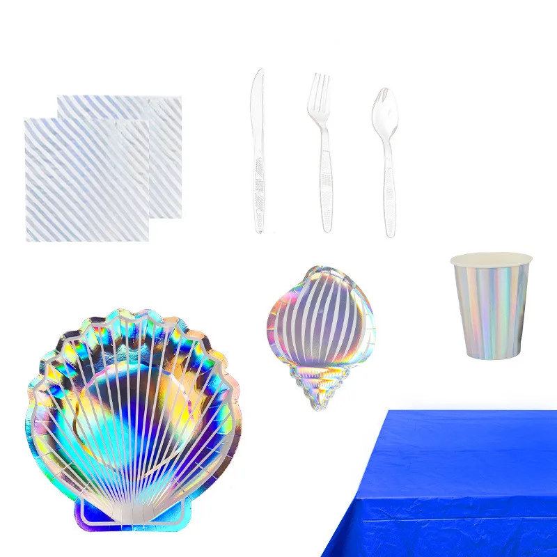 Красочная Лазерная оболочка Одноразовая бумажная тарелка Приморский стиль