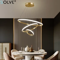 modern and simple led ring ceiling chandelier living room dining room kitchen loft interior lighting fixtures black gold 3 rings