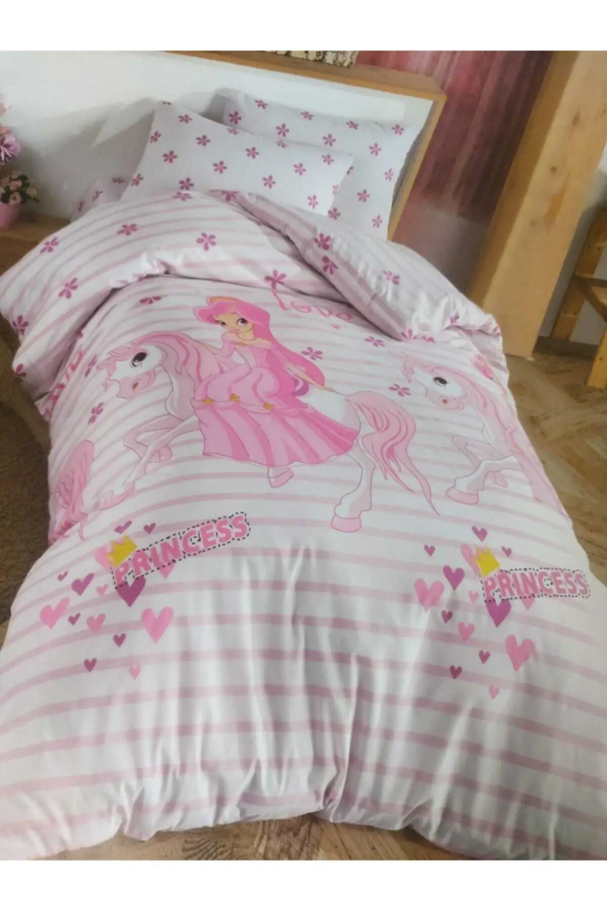 

Комплект пододеяльников для женщин и детей, хлопковый Одноместный Комплект Ranforce для принцессы 160x220 розового цвета, без рукавов