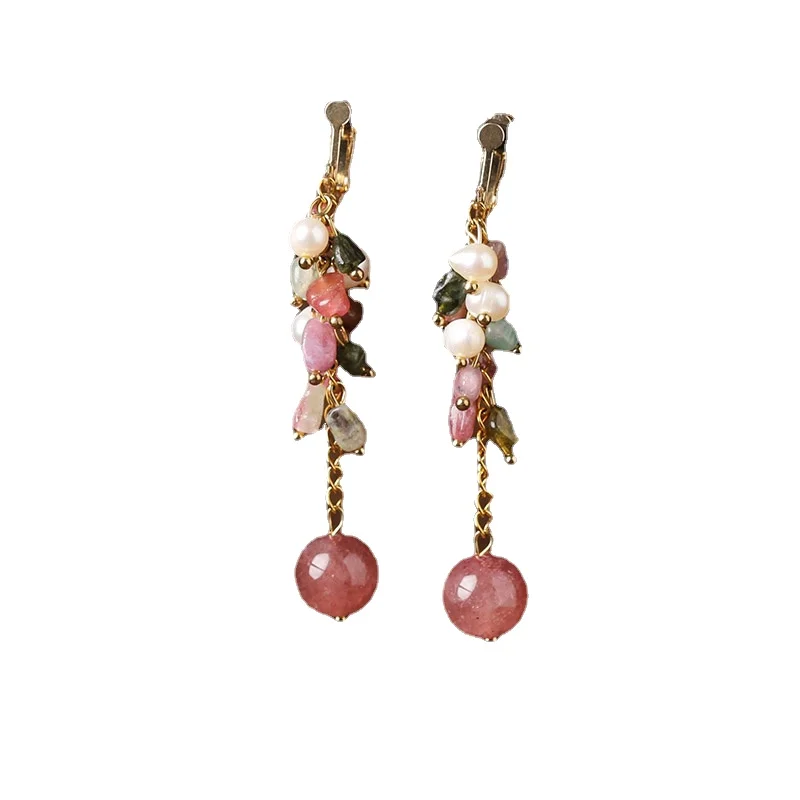 

Clothing Accessories for Women Chinese Style Earrings Sweet Temperament Jewellery Pink Cute Fake Piercing Oorbellen Voor Vrouwen