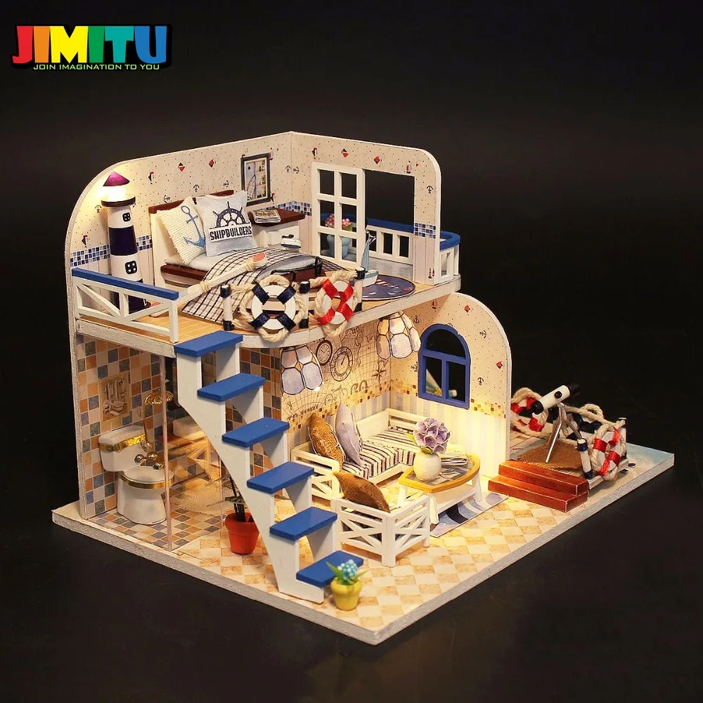 JIMITU Кукольный дом детская деревянная игрушка сделай сам светодиодная лампа