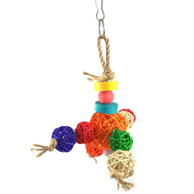 

Hot Sale Pet Parrot Toys Funny Rattan Birds Swing Ball Toy Rattan Ball String Christmas Hanging Climbing Decorations For Cage
