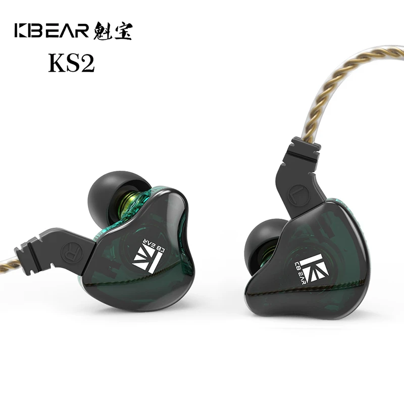 AK KBEAR KS2 1DD + 1BA Гибридный в ухо наушники HIFI спортивные контролировать с 2Pin 0 78 мм