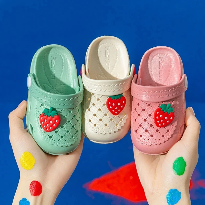

Baby Slippers Baby Girl Summer Antiskid Slippers Children's Hole Shoes Baby Princess Baotou Indoor Household Shoes