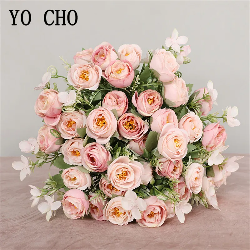 

10 Heads Roses Artificial Silk Flowers for Home Decor Faux Roses Flores Wedding Bouquet for Bride Fake flowers Table Living Room
